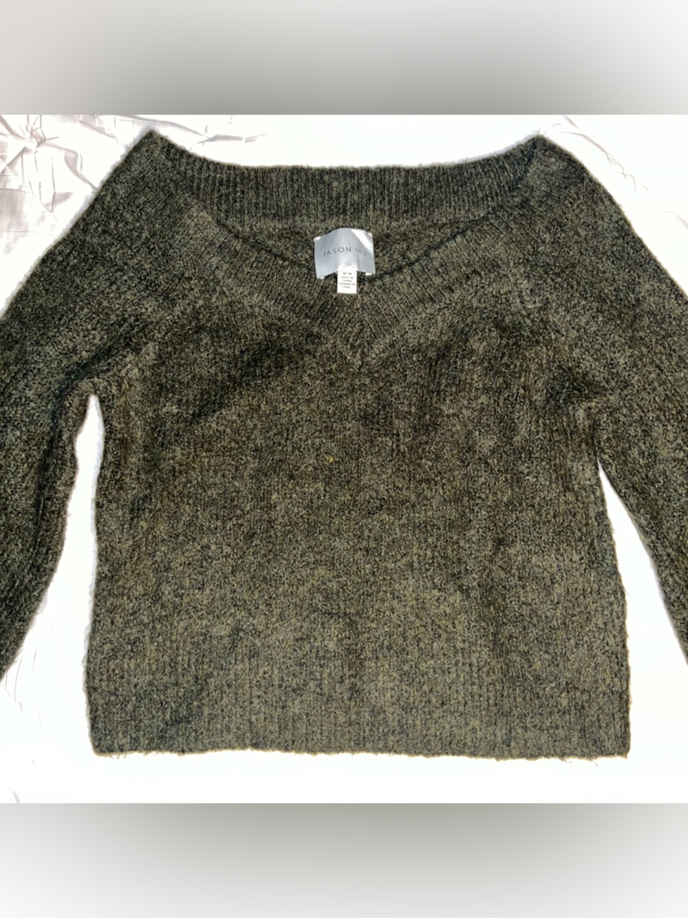 Jason Wu Olive Green Heathered Men's Crewneck Sweater